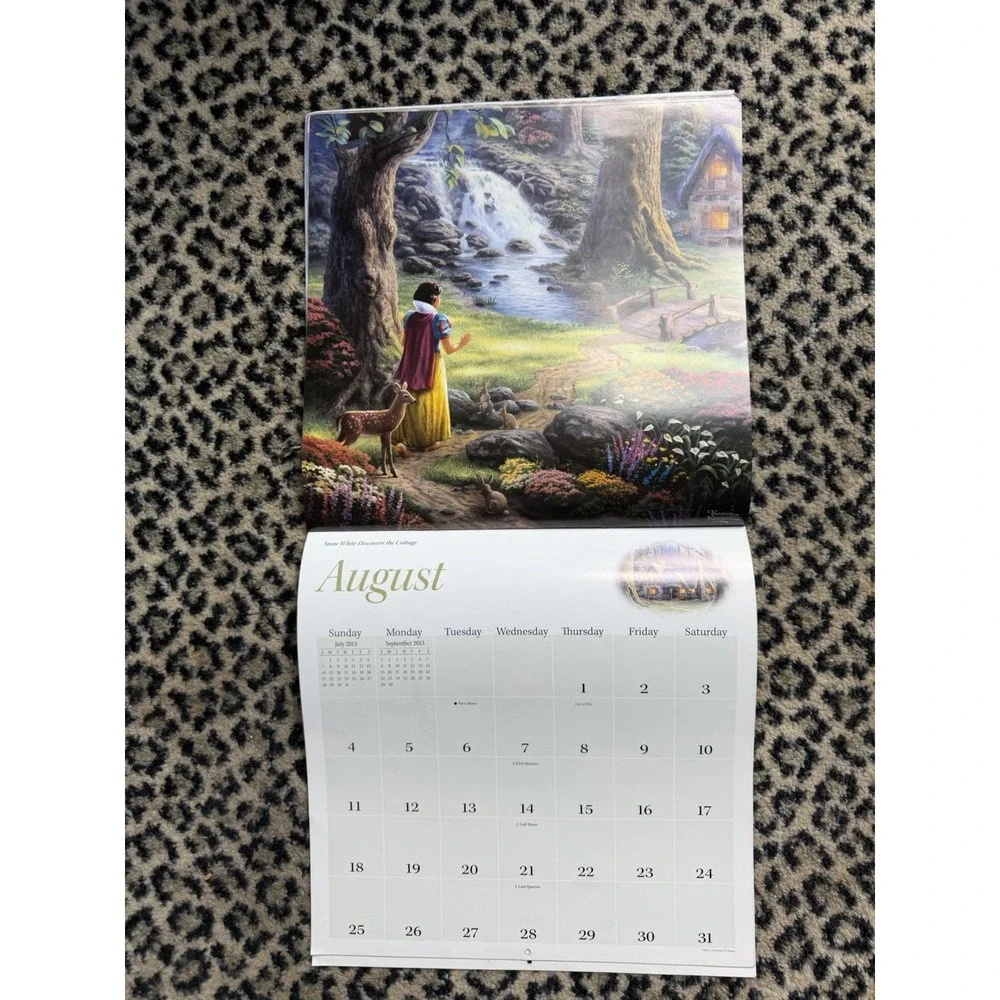 2013 Disney Dreams Thomas Kinkade Wall Calendar Lion King Cinderella Bambi VTG
